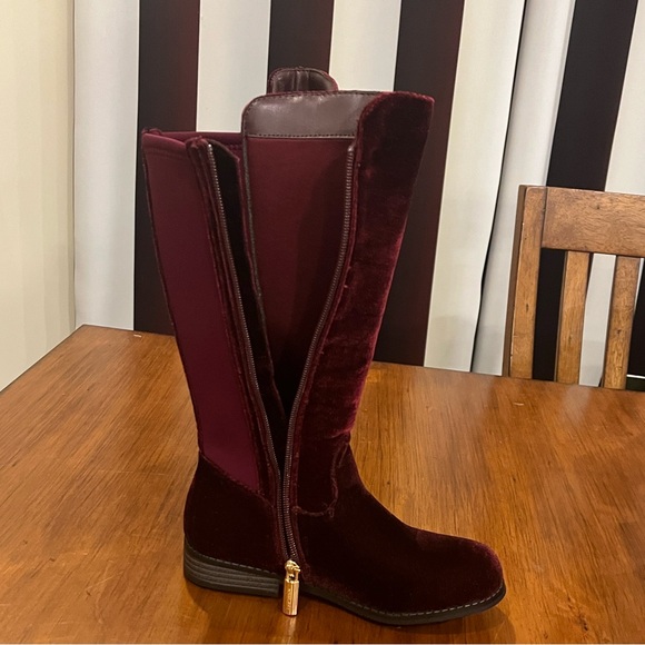 Michael Kors Emma Lily velour boots grade school new Plum Youth Girls Size 13 - Picture 11 of 15